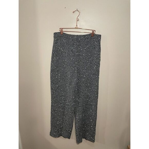 Zara Twill Wide Leg Trouser Pants Large High Rise Work Wear Neutral Black White - Picture 2 of 7